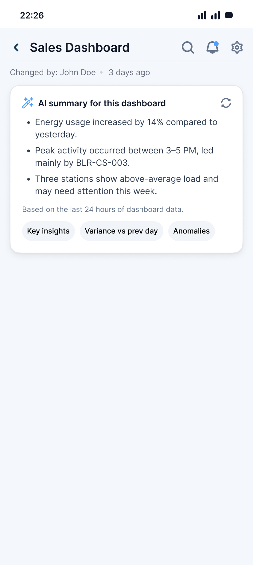 AI Summary Dashboard Screen Image